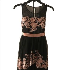 Girls formal black dress with lace flowers